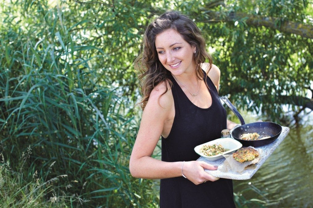 Woman with plate of food