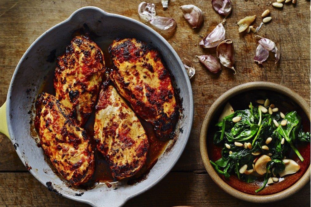 Portuguese chicken with spinach