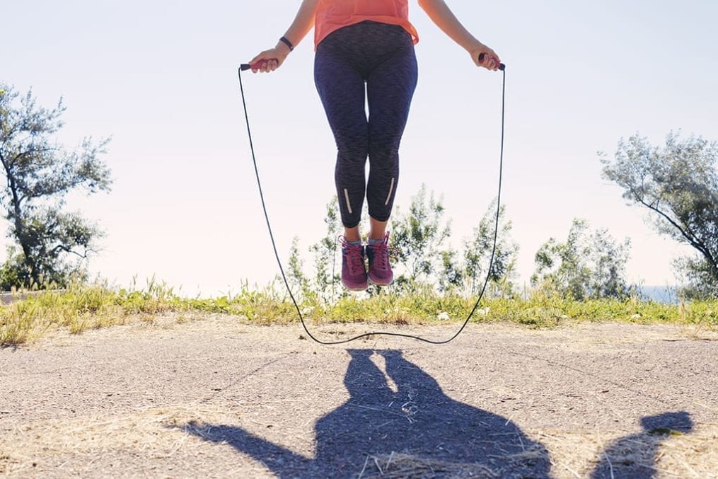 woman skipping